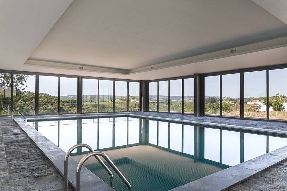 Indoor pool with valley view